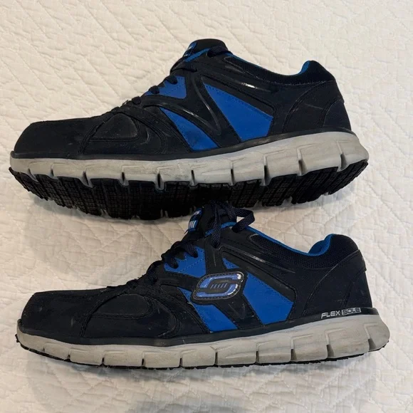 Skechers Men's Black and Blue work sneakers with alloy toe ( safety shoes ) - Picture 2 of 6